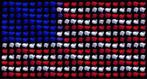 a closeup of a cross stitched american flag