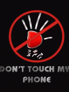 an emblem for an iphone is displayed with the words don't touch my phone