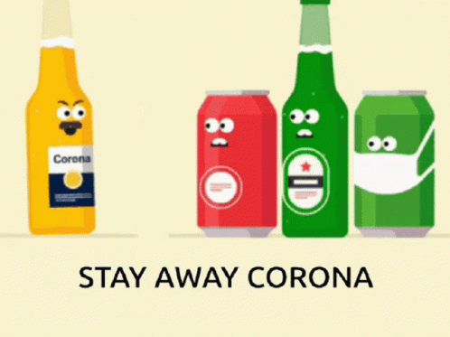the words stay away corona are in three different font styles