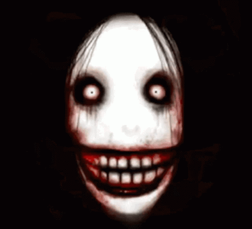 an animated image of a creepy man's face
