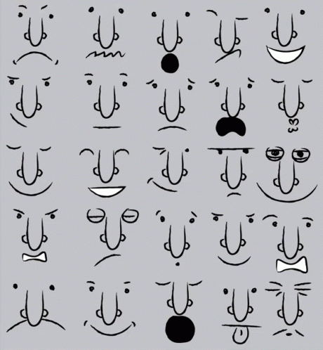 a variety of faces have eyes and mouths