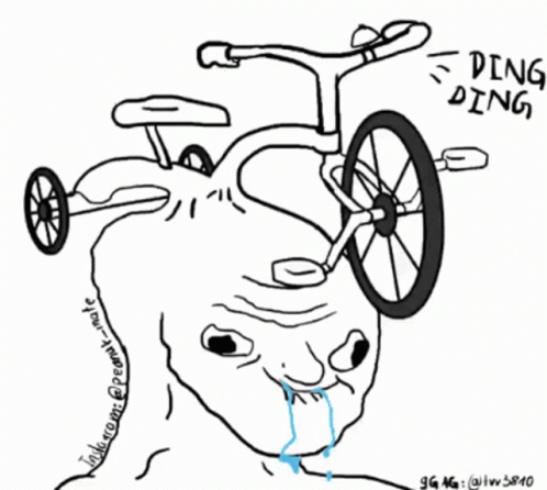 a cartoon drawing of an old piggy tricycle