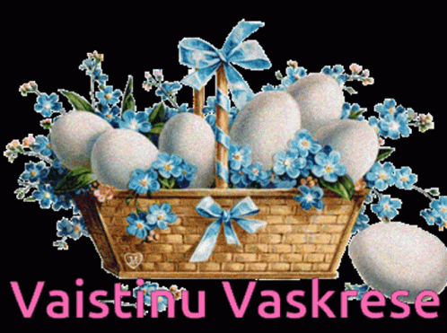 an easter basket of eggs with flowers on it