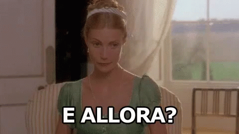 a girl with a knife stands in a room and appears to be saying,'el alora?