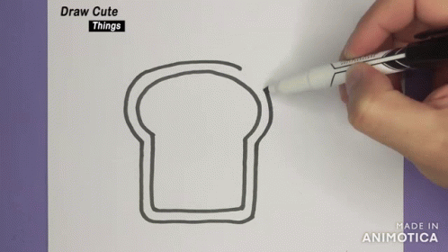 a drawing a bread with a marker on a sheet of paper