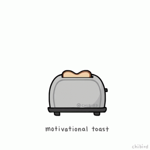a toaster with the word motivation written on it