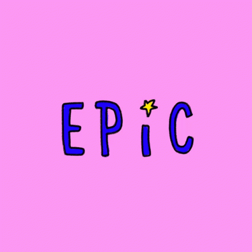 the word epic with stars is drawn in red on a pink background