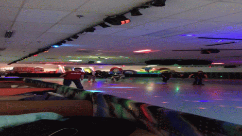 bowling alley with many people on the floor