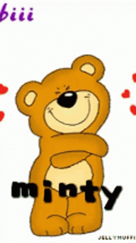 an animated image of a blue bear with the word,'jimmy'on it