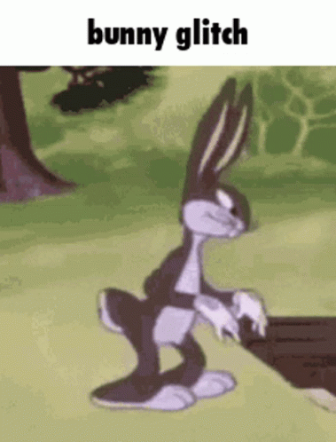 a cartoon of bunny glitch on the ground