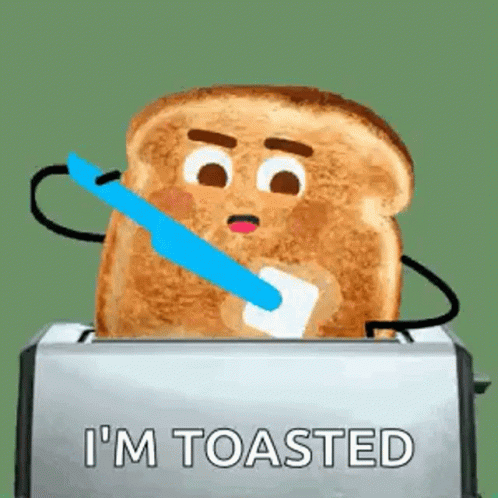 the illustration is of a toasted bread with a toothbrush in it