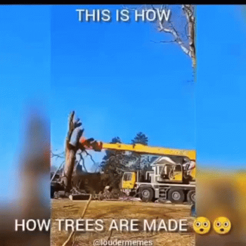 an advertit for a farm shows a blue work truck with a tree nch