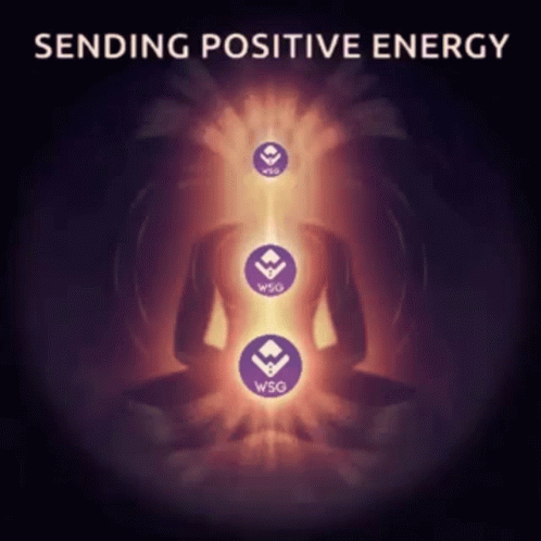 a black picture with text overlaid reading sending positive energy