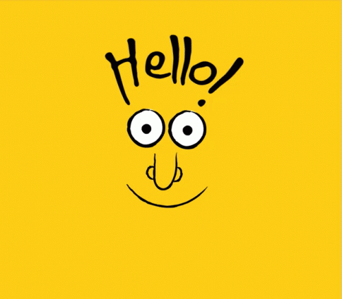 an illustrated smiley face with the word hello written in it