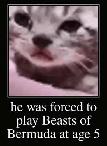 a picture with a caption stating he was forced to play beasts of bermuda at age 5