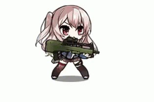 anime girl with an ake rifle drawn in her hand