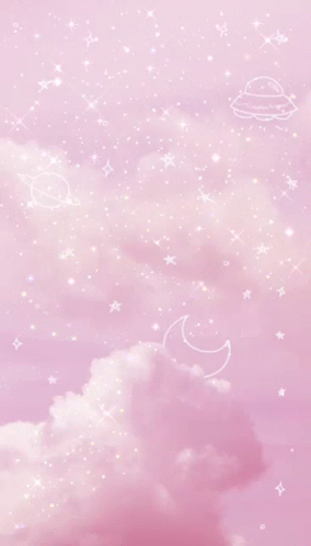 an animated picture of the sky with clouds and space