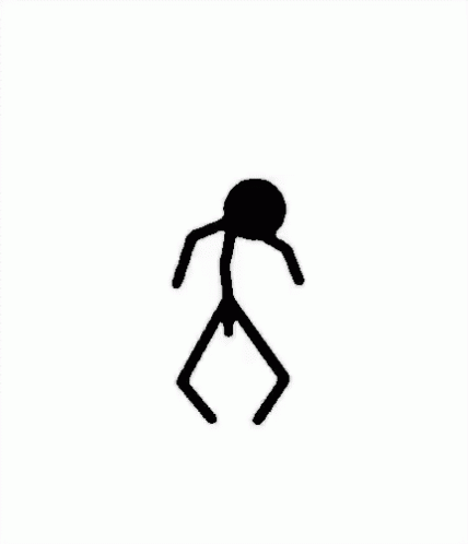 a stick figure is walking in the grass