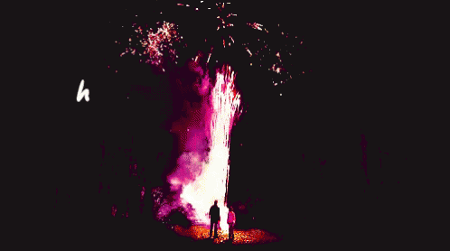 this is a dark and eerie po with fireworks