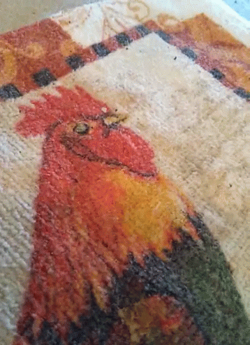 a blue rug with a blue bird on it