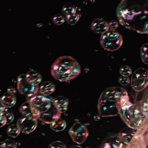 bubbles falling down the middle of the image