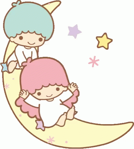 cartoon illustration of girl on the moon with stars