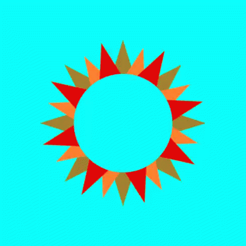 a blue and yellow circle on a yellow background