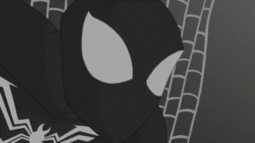 a cartoon is shown with white spiderman in front
