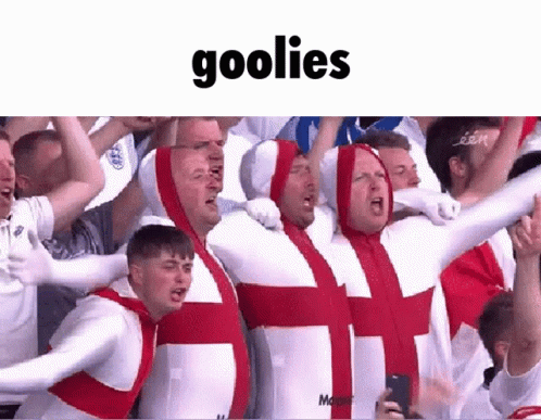 a group of men and women in white and blue costumes with text saying, golis