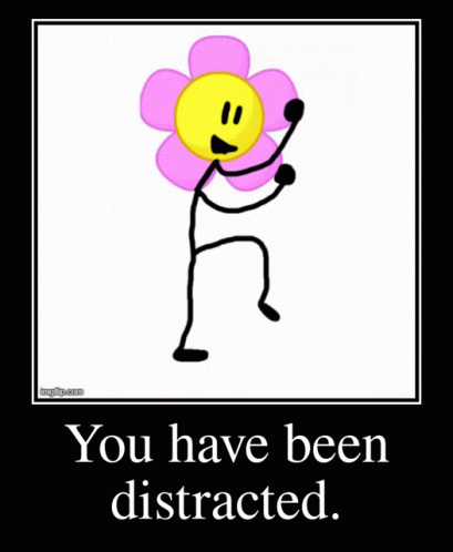 a cartoon figure holding a flower with a caption