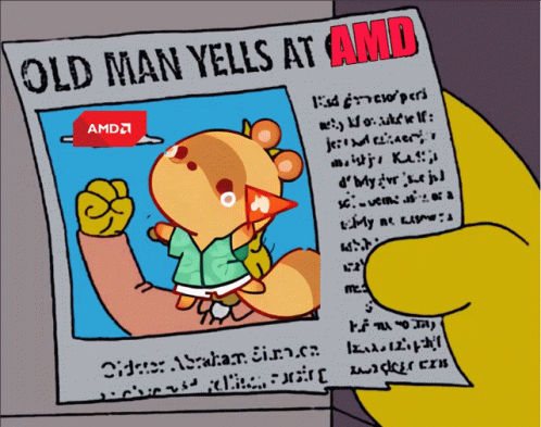 an old man yells at amos as he is holding up a newspaper