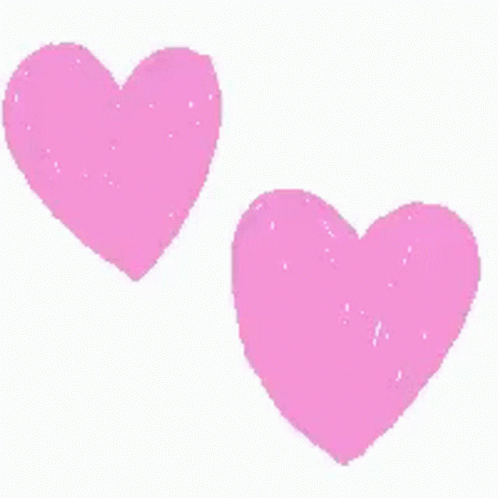 two pink hearts against a white background