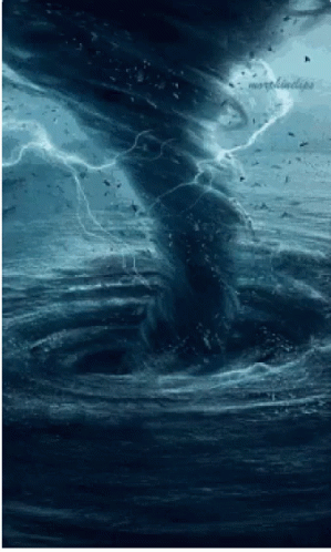 an extreme - looking tornado rises from the ocean