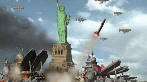 the statue of liberty is surrounded by other world war ii jets