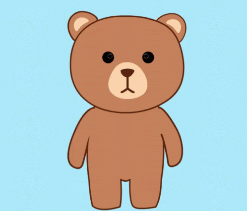 an image of a blue teddy bear with a sad face