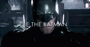 a man dressed in a batman costume with words below the caption be the batman