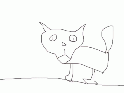 a black and white line drawing of a cat
