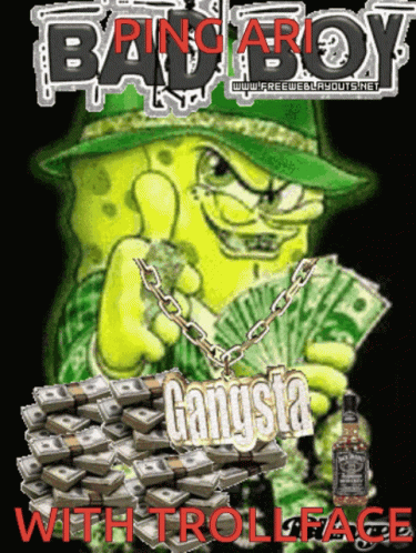 a green cartoon character holding a stack of money