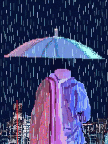 the image of the man in the rain is really artistic