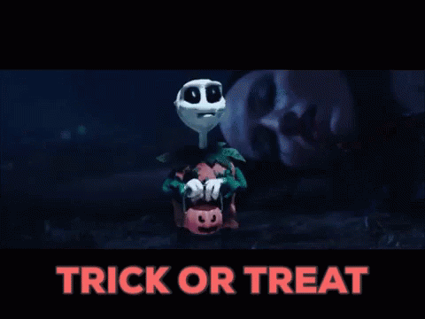the animated version of trick or treat has a creepy face