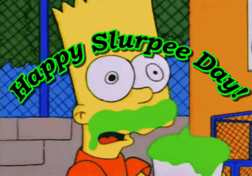 a cartoon that says happy supine day with a green frosting cup