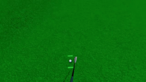 two golf balls on a green surface with the club and ball