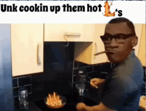 a person in a kitchen is making food with a fire