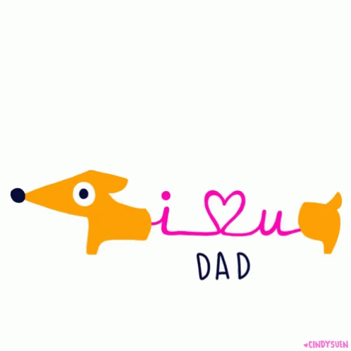 a drawing that is designed to look like an image of a dog with the word i love you dad written in the lower corner
