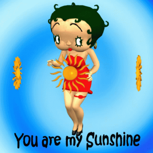 an animated figure standing against an orange and blue circle with the words you are my sunshine in a foreign language