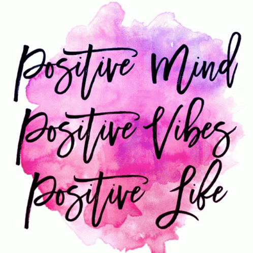 the text positive mind, positive vibes, positive life is written on a purple watercolor