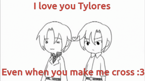a drawing of two people with the text i love you, tyvors