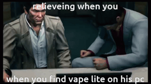 a picture of two men facing each other with caption that reads retrieving when you wish to find out vape