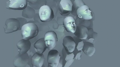 a group of faces with faces arranged into an oval shape