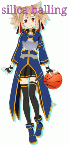 an anime character in full costume holding a basketball